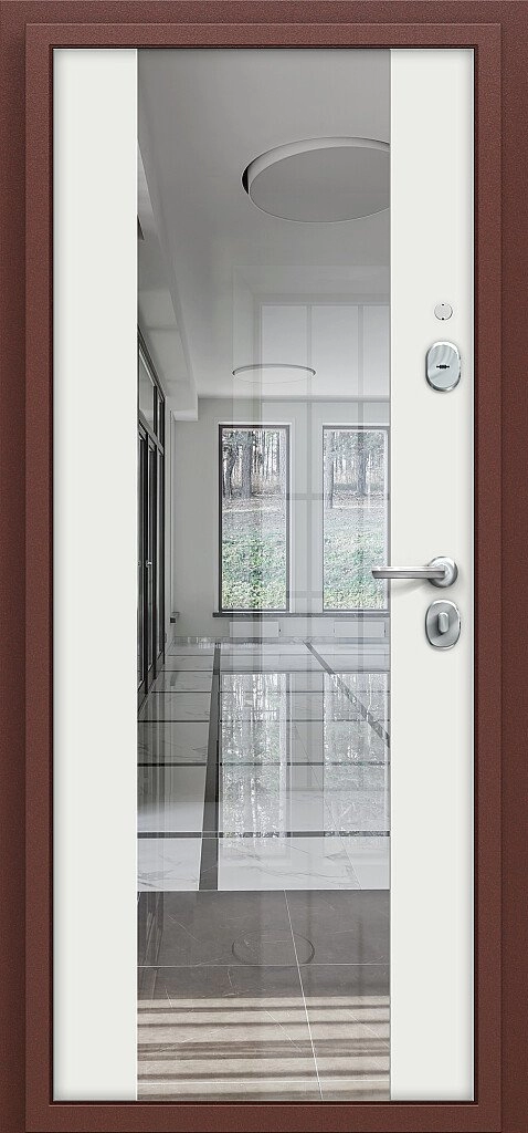 Входная дверь Тайга-7 Антик Медный/Белый BR5465 внутренняя сторона